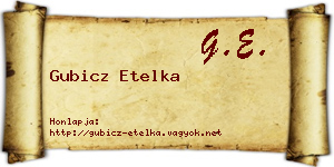 Gubicz Etelka névjegykártya